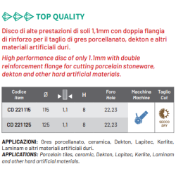 DISCHI DIAMANTATI CD221 Spitfire Cuts Diamant 1983 S.r.l. TekSystemShop