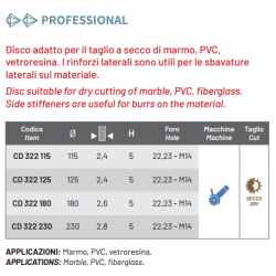 DISCHI DIAMANTATI CD322 Cuts Diamant 1983 S.r.l. TekSystemShop