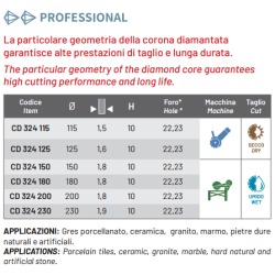 DISCHI DIAMANTATI CD324 Power Gres Cuts Diamant 1983 S.r.l. TekSystemShop