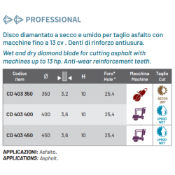 DISCHI DIAMANTATI CD403 Cuts Diamant 1983 S.r.l. TekSytemShop